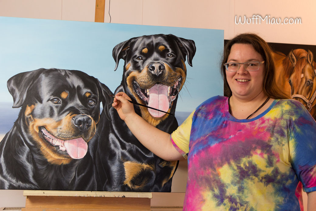 Das große Hundegemälde der Rottweiler