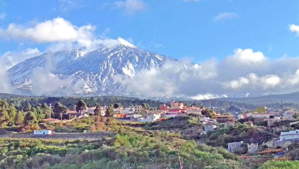 La finca está ubicada en la ladera del volcán TEIDE, a unos 620 m de altitud en el pueblo de "Los Piquetes", Icod de los Vinos