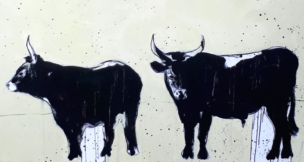 Stierbild gemalt 160 x 100 cm - verkauft