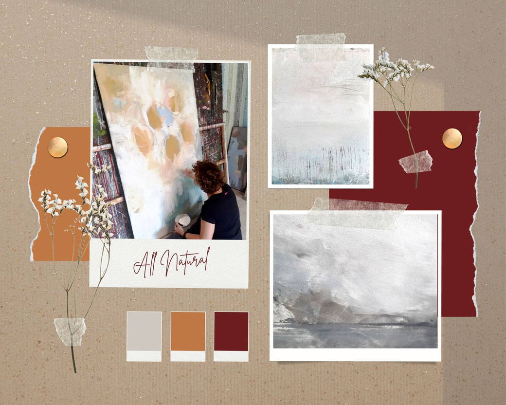 moodboard Wandfarbe und weiss weinrote Bilder