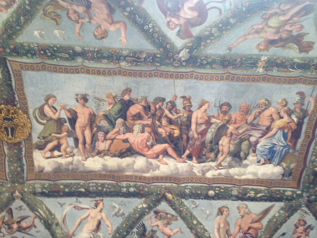 Raffael´s Fresken in der Villa Farnesina - In diesem märchenhaften Ambiente findet die Leonardo Ausstellung statt.