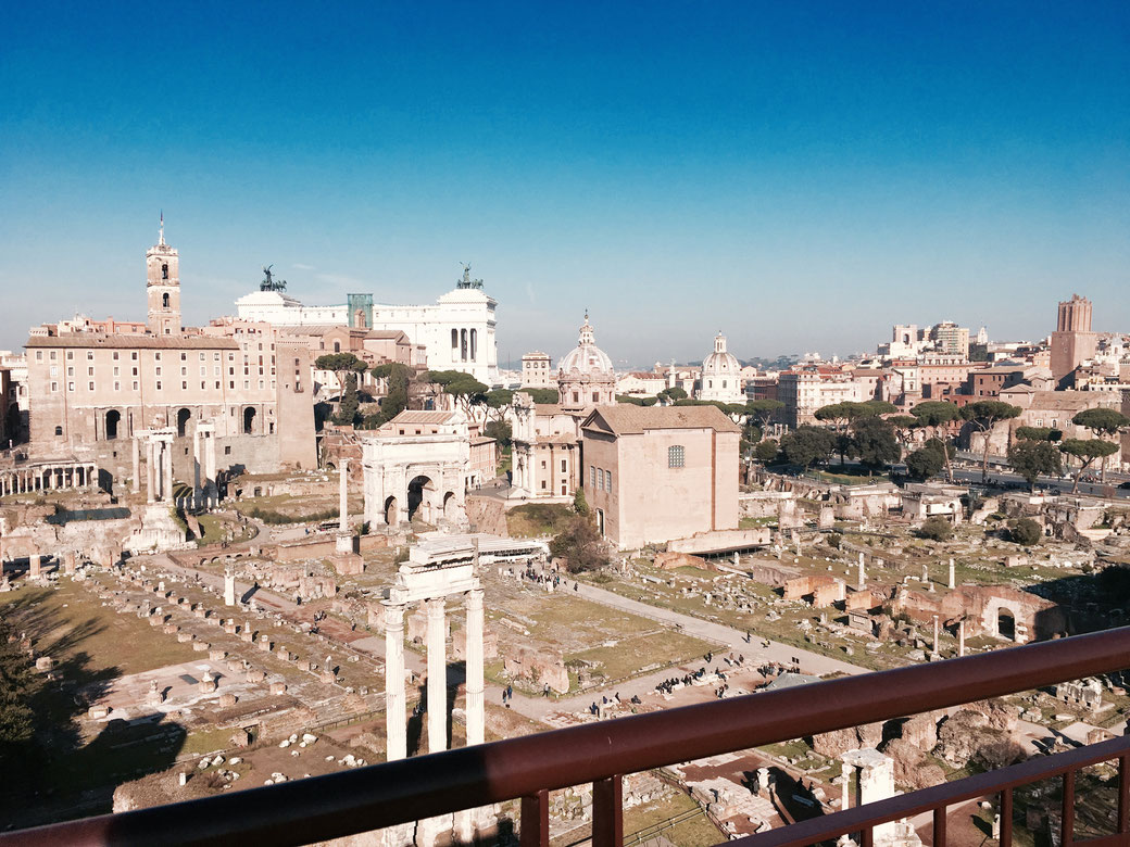 Blick vom Palatinhügel auf das Forum Romanum.