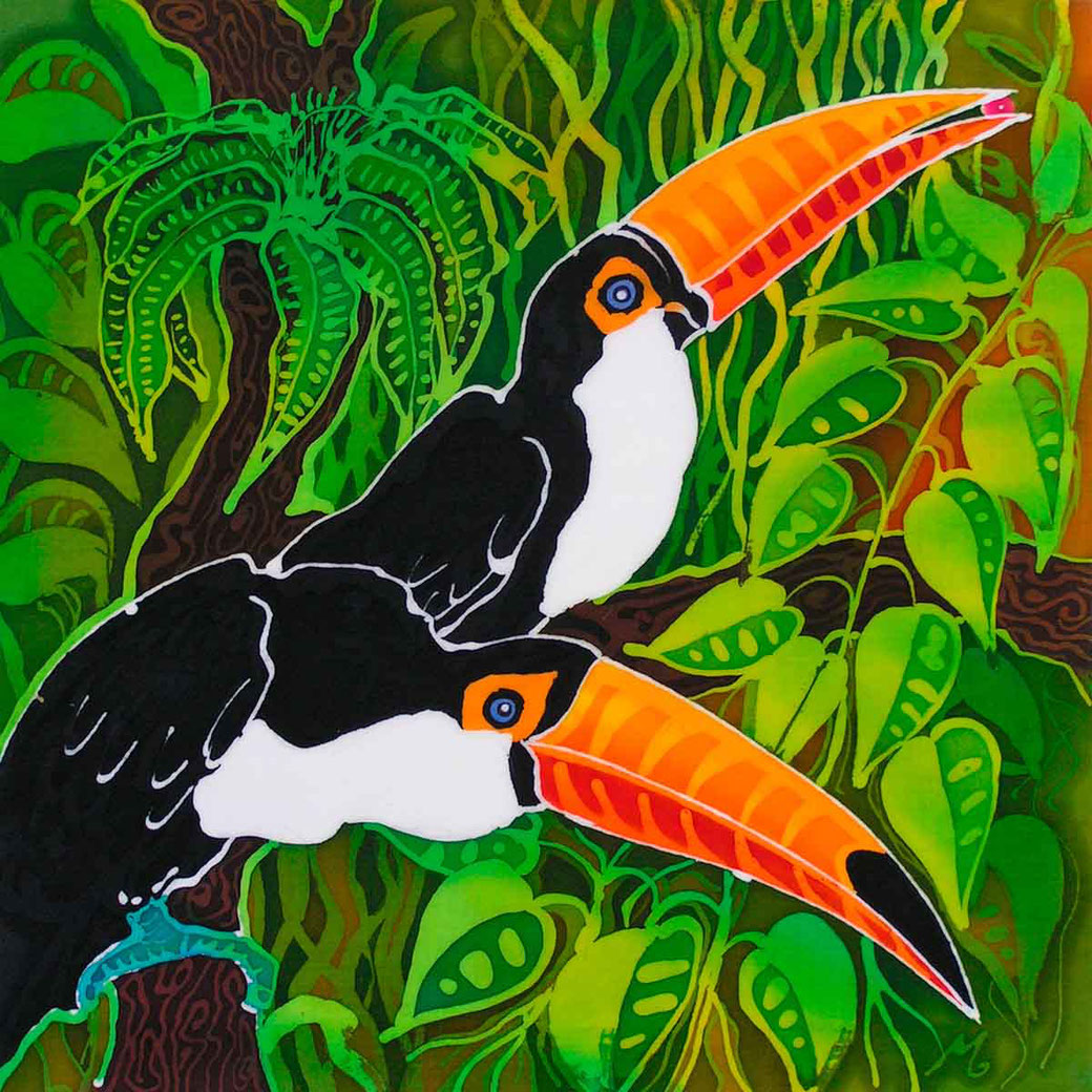 Toucan tropical colourful colorful exotic bird art print batik painting twitcher birder