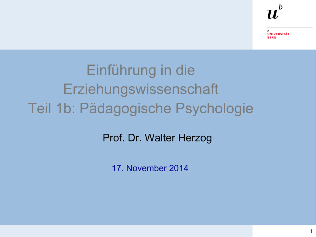 Walter Herzog Pädagogische Psychologie