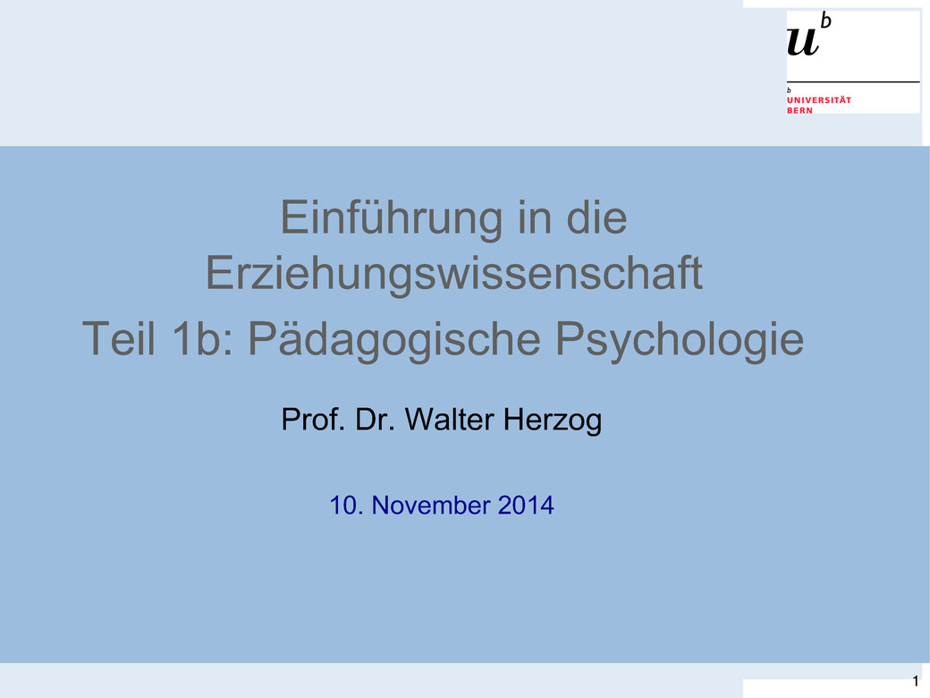 Walter Herzog Pädagogische Psychologie