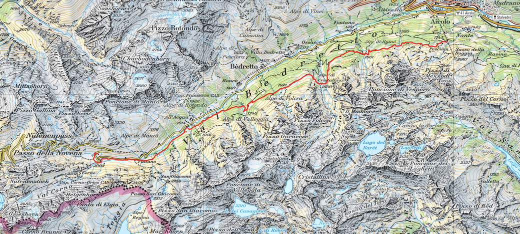 7. Etappe Airolo - Alpe di Gruina:  20.00 Km / 1050m Aufstieg /  755m Abstieg