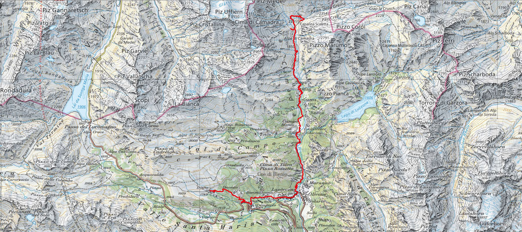 5. Etappe Capanna Scaletta - Capanna Dötra  20Km / 1020m Aufstieg / 1480m Abstieg