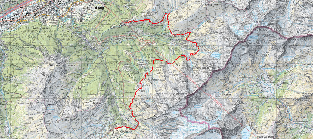 12. Etappe: Rosswald - Simplonpass:  18.50 Km / 1100m Aufstieg /  910m Abstieg