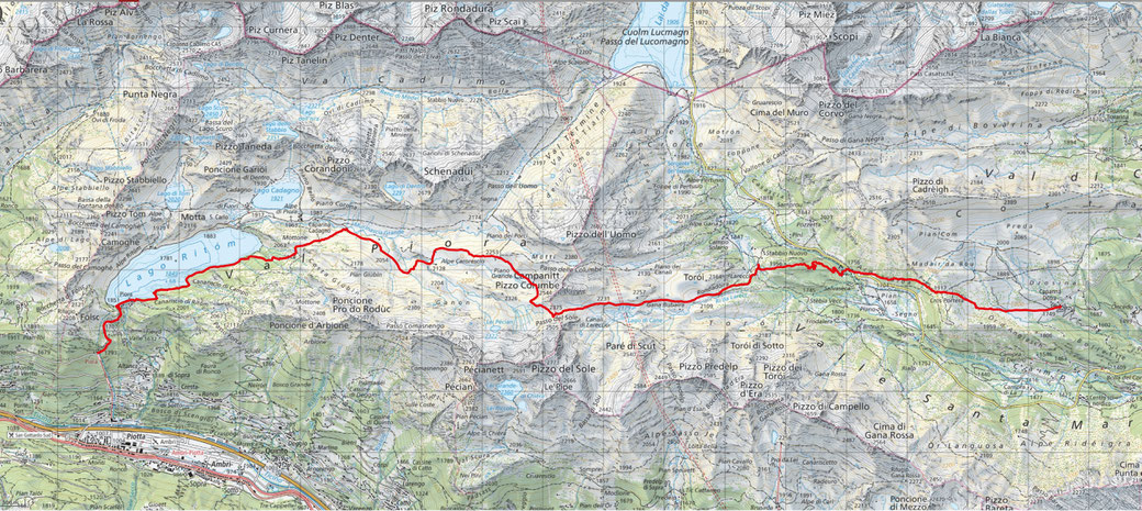 6. Etappe Dötrahütte - Airolo:  21.00 Km / 1100m Aufstieg /  1050m Abstieg