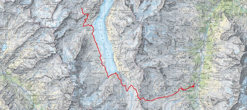 19. Etappe: Arolla - Cab. de Prafleuri  18.30 Km / 1510m Aufstieg / 860m Abstieg