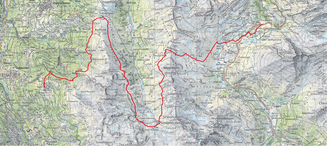 13. Etappe: Rosswald - Gspon: 24.50 Km / 1050m Aufstieg / 1160m Abstieg