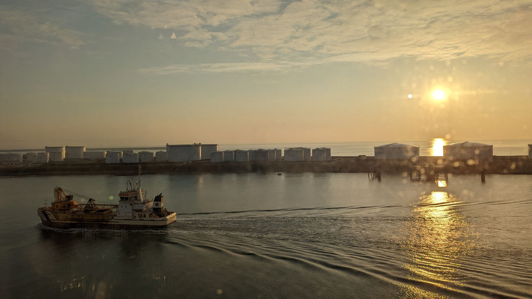 Sonnenuntergang in der französischen Hafenstadt Le Havre.