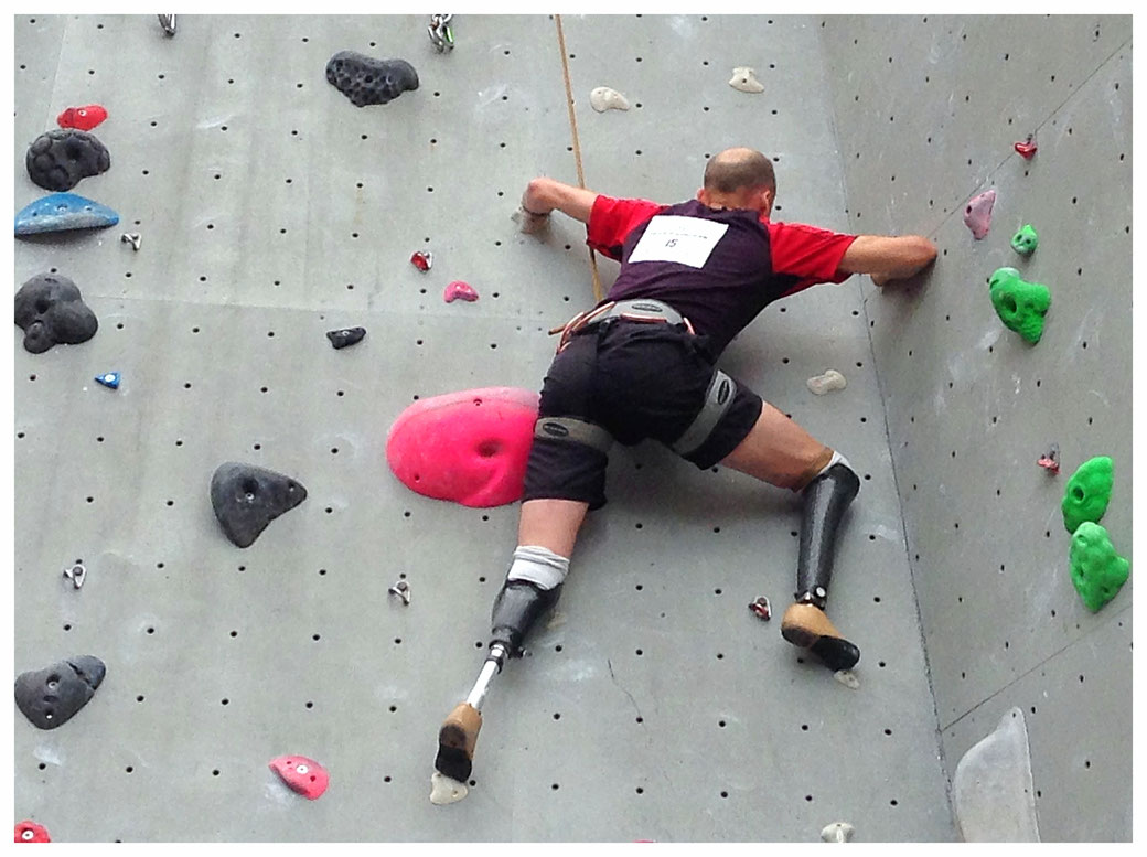 Quadruple amputee Jamie Andrew during the opening competition of the 2015 Paraclimb Series in Edinburgh.