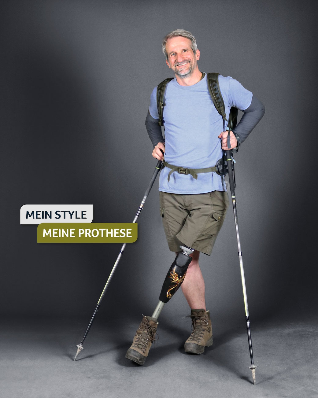 Mehr als nur ein Hilfsmittel: Meine Prothee, samt einem Cover mit einem Design aus der Hand meiner Tochter (Bild mit freundlicher Genehmigung von Stefan Schu).
