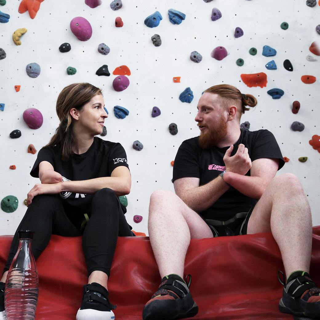 Enjoying a new experience while making friends: An adaptive climbing event in Cologne/Germany (pictiures courtesy of Stefan Schu from LENTES PROTHESENWERKSTATT)
