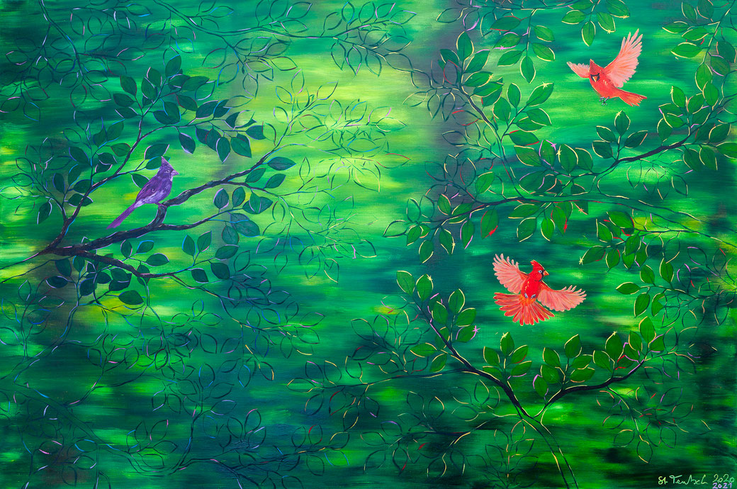 (Imagination) Take(s) Wing/(Fantasie) verleih(t) Flügel, 2020-2021, Öl auf Leinwand, 80 x 120 cm