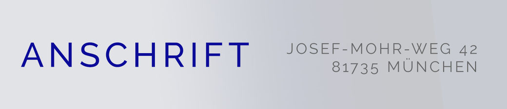 Auf diesem Bild ist die Anschrift von der K&K Kanzlei Kronthaler genannt: Josef-Mohr-Weg 42, 81735 München