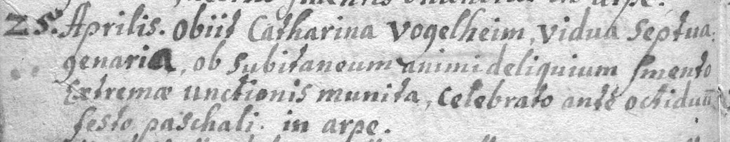 25. April 1740: Sterbebuch Berghausen