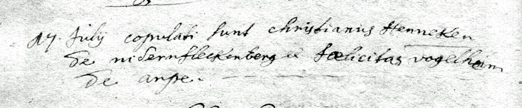 17. Juli 1668: Copulationsbuch Pfarrei Berghausen