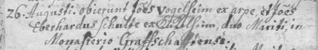 26. August 1741: Sterbebuch der Pfarrei Berghausen