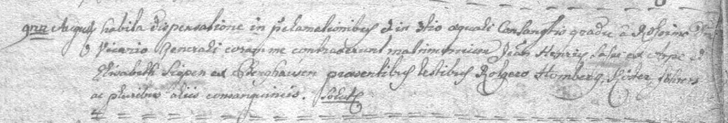 9. August 1774: Copulationsbuch Pfarrei Berghausen