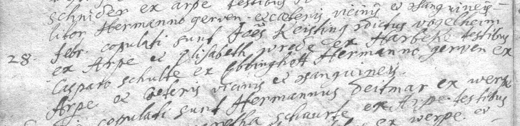 28. Februar 1726: Copulationsbuch Pfarrei Berghausen