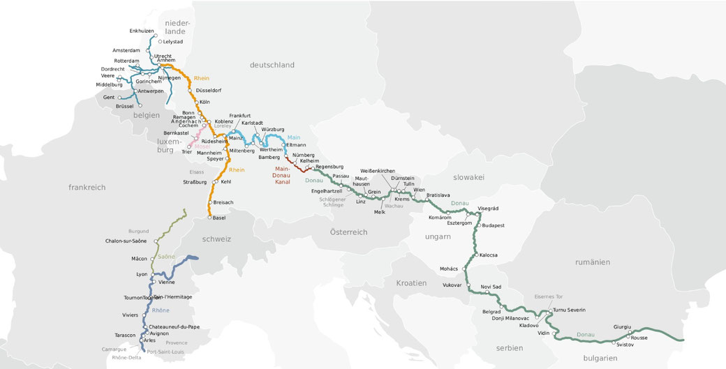 Riverside Luxury Cruises Routenkarte