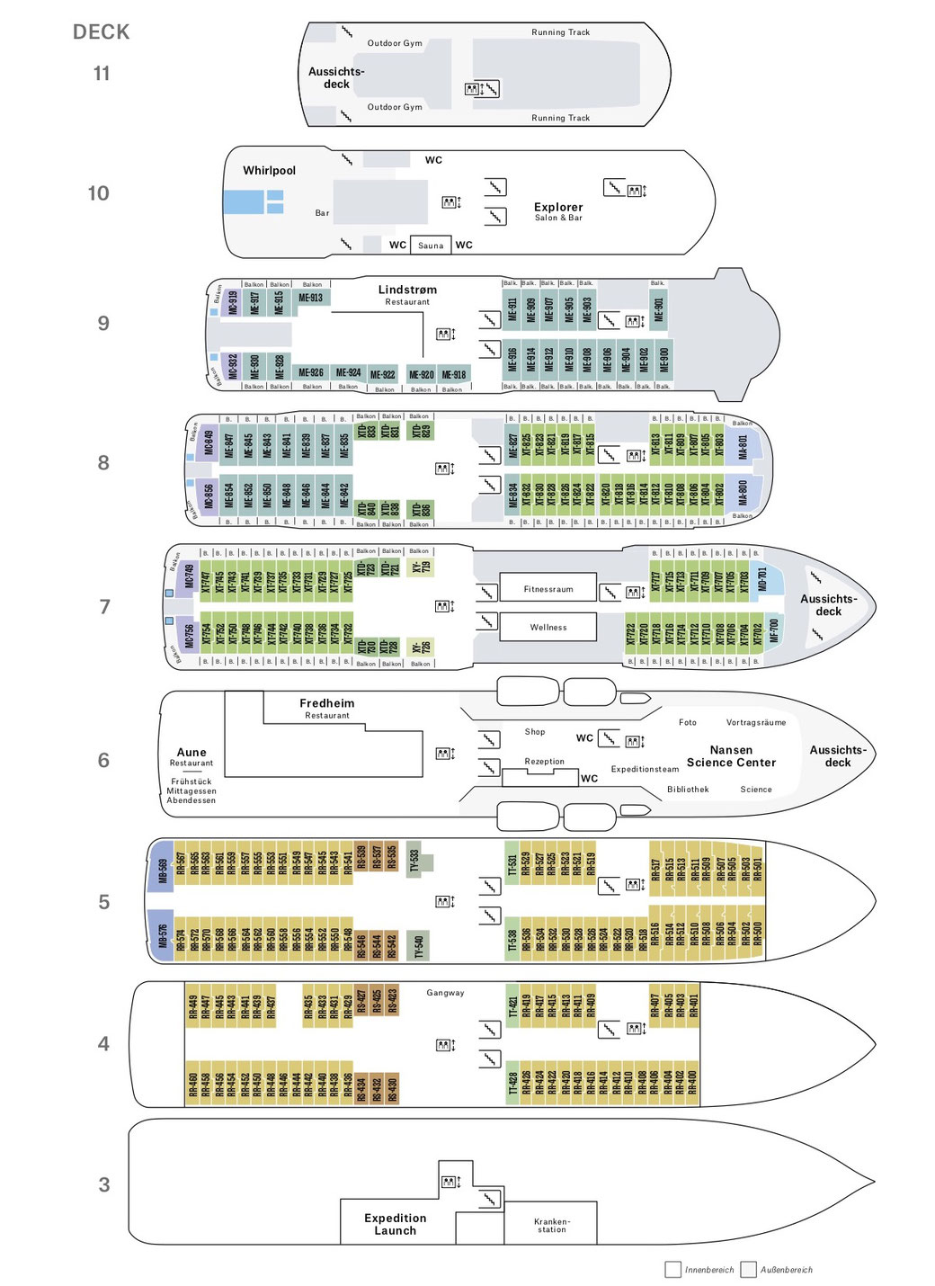 Deckplan MS Fridtjof Nansen