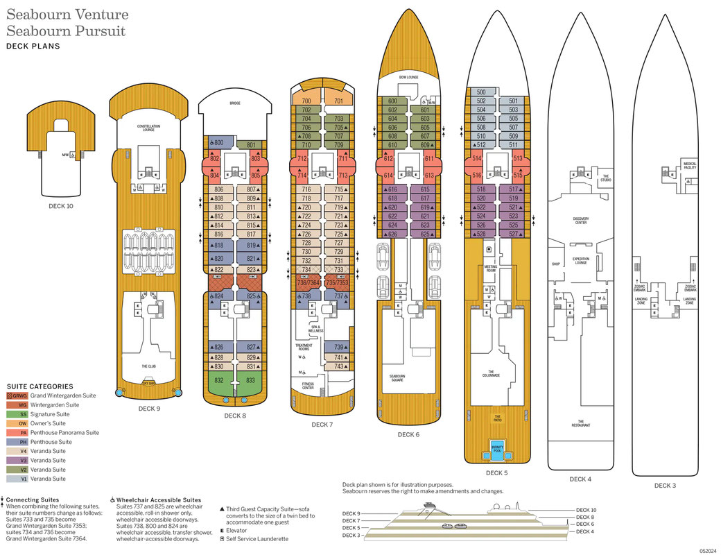 Deckplan Seabourn Venture & Seabourn Pursuit