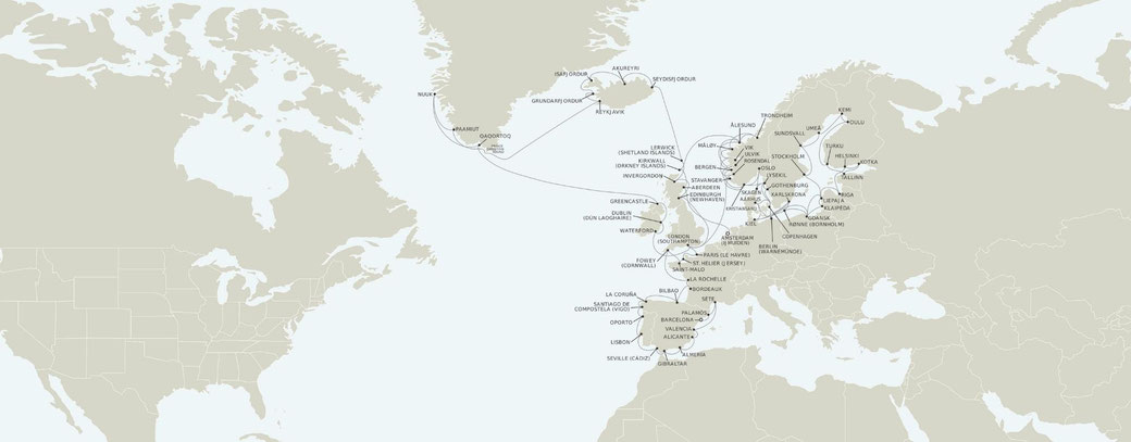 Grand Voyage Barcelona nach Amsterdam mit Seven Seas Mariner
