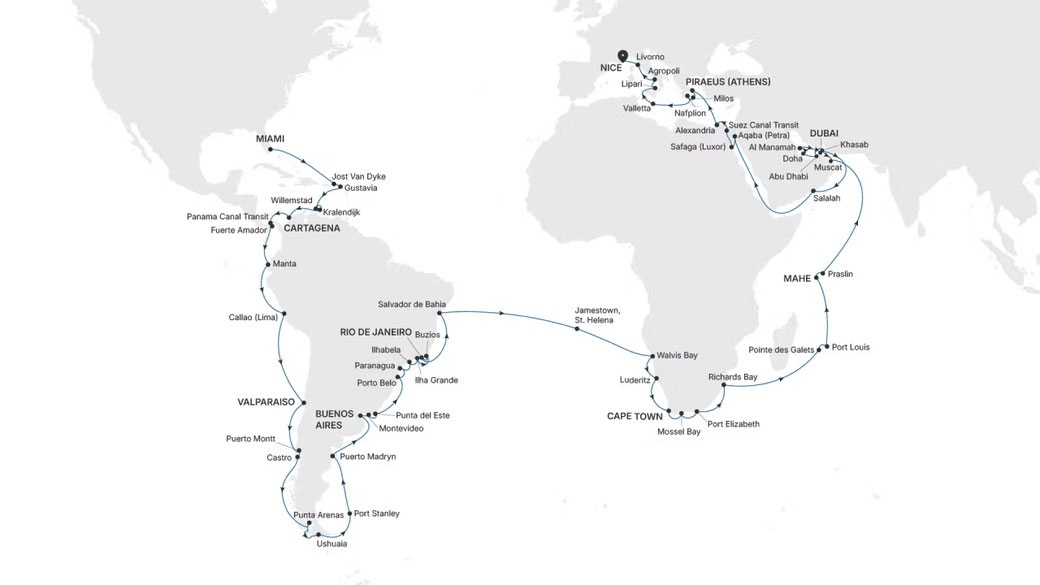 Routenplan Weltreise 2028 Silversea | Eine Ode an den Moment