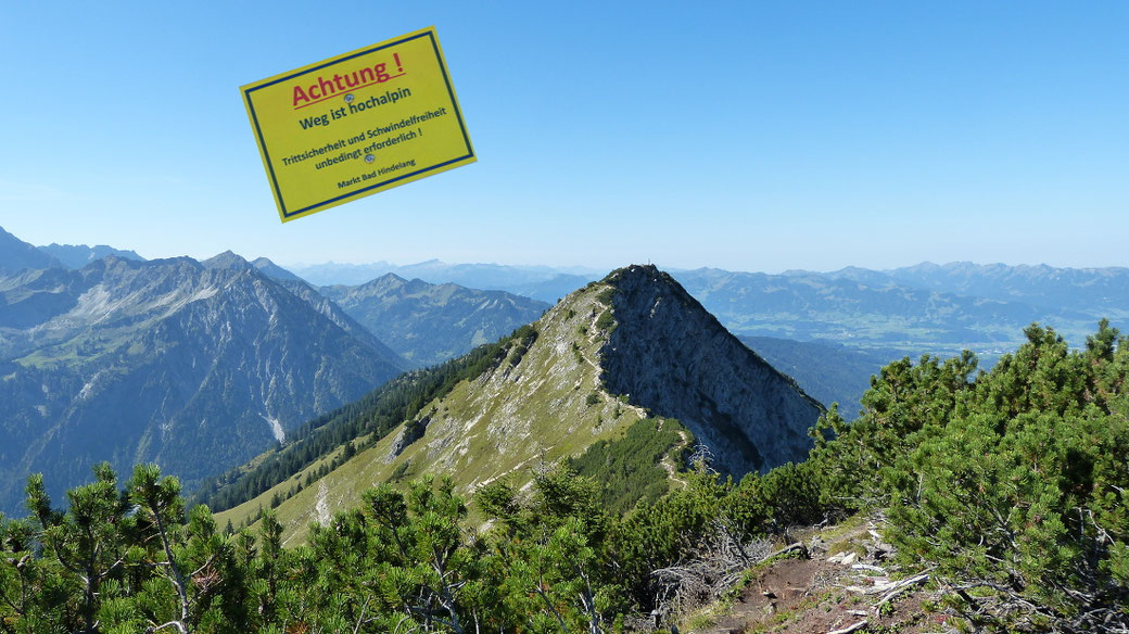 Diese Gratwanderung reizte uns. Im Bild ein Rückblick auf den Iseler.