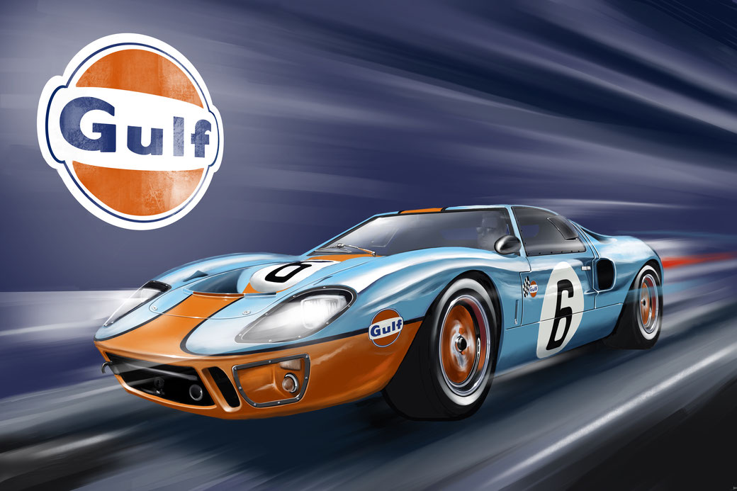 Gulf Ford GT 40 car art painting / print on canvas