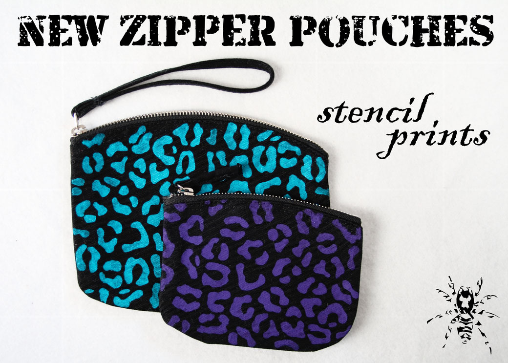 New stencil print zipper pouches - Zebraspider DIY Anti-Fashion Blog