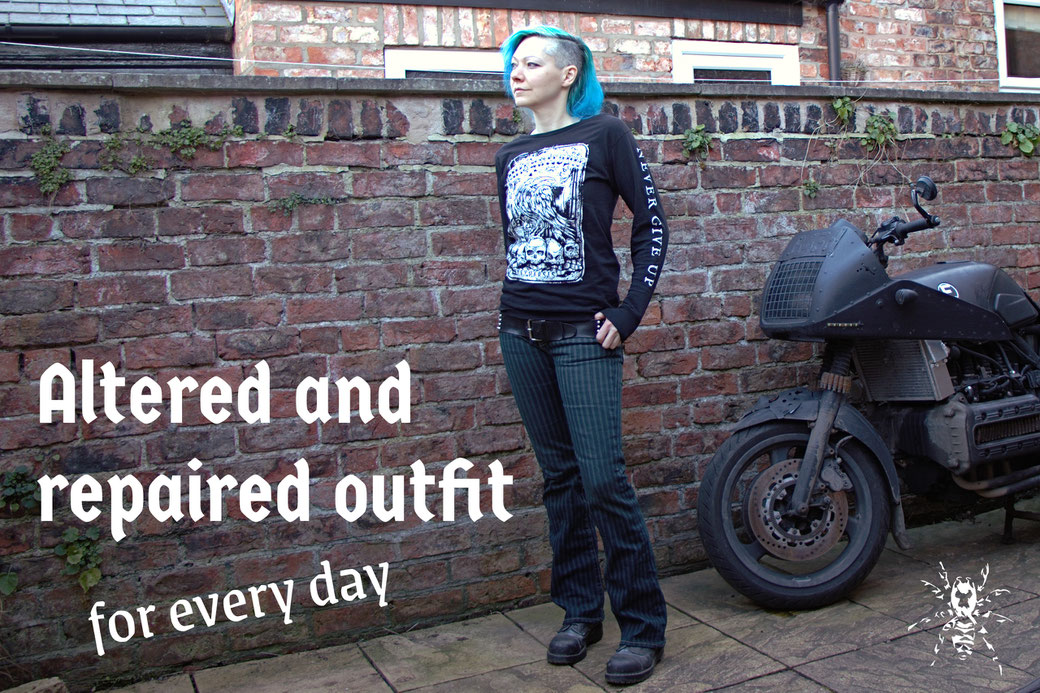 An altered and repaired outfit for every day - Zebraspider Eco Anti-Fashion