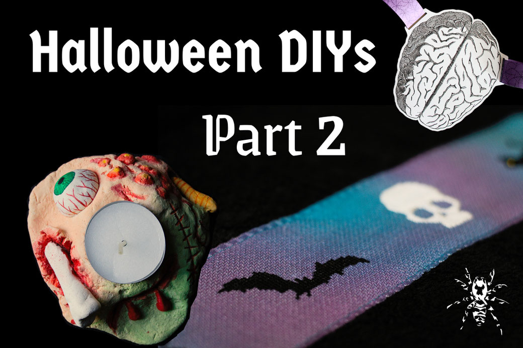 Halloween DIYs Part 2 - paper garland, candle holder and cross-stitch towel - Zebraspider Eco Anti-Fashion