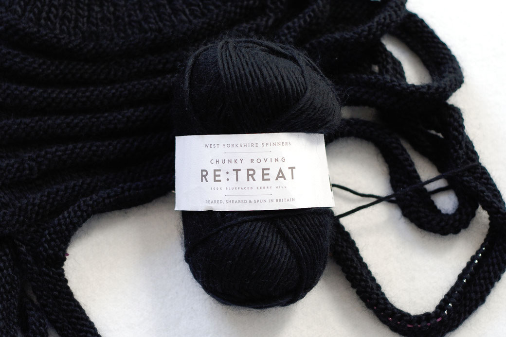 Needlework in progress - black yorkshire wool for vest - Zebraspider DIY Anti-Fashion Blog