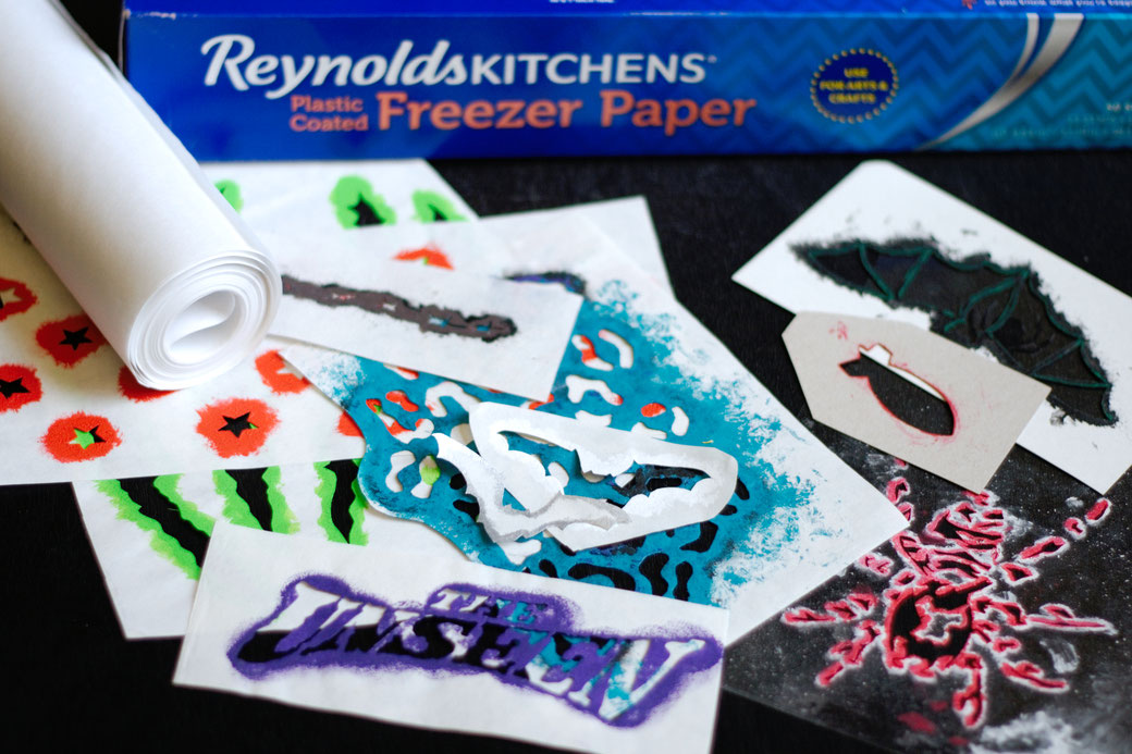 How to stencil on fabric - freezer paper and other stencilling materials - Zebraspider DIY Anti-Fashion Blog