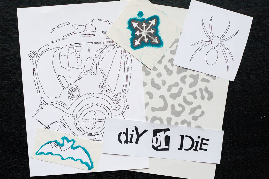 How to stencil on fabric with freezer paper - where to find stencil designs - Zebraspider DIY Anti-Fashion Blog