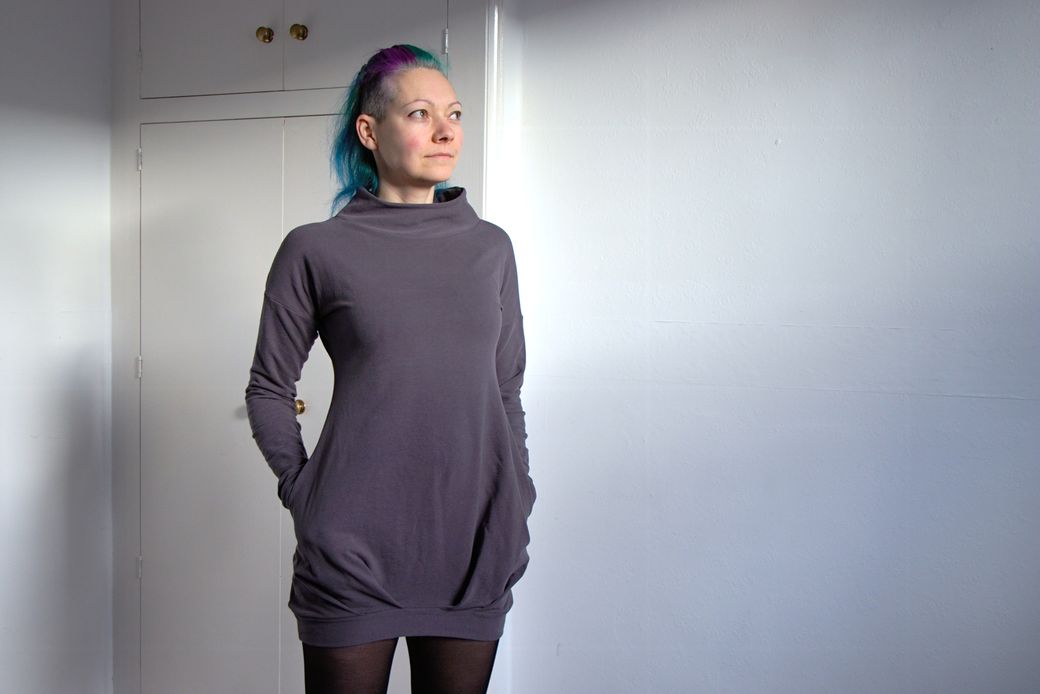 My new Rosehip Dress for the winter - favourite warm pocket dress "Hagebutte" - Zebraspider Eco Anti-Fashion