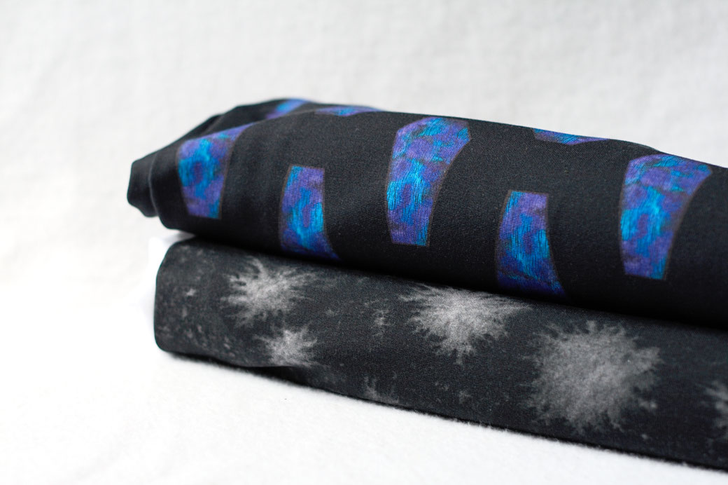 100 days of pattern design or not - watercolour coffins and splatters on black french terry - Zebraspider Eco Anti-Fashion Blog