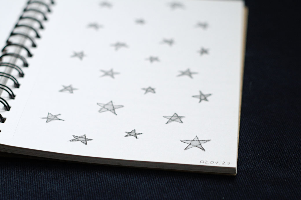 My 100-day project: Designing fabric patterns - stars sketch - Zebraspider Eco Anti-Fashion Blog