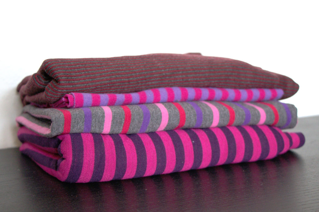 9 pros and cons about deadstock fabrics - pink and purple stripes - Zebraspider Eco Anti-Fashion