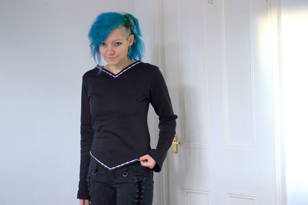 The 2022 Winter Mini Collection - fitted black jumper - Zebraspider Eco Anti-Fashion