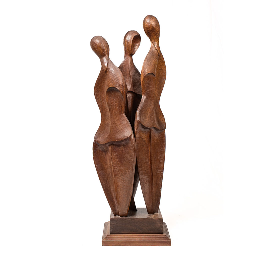 Cuchicheo. Madera (ukola). 106x38x24 cm. 1974. Col. Eladio de la Cruz