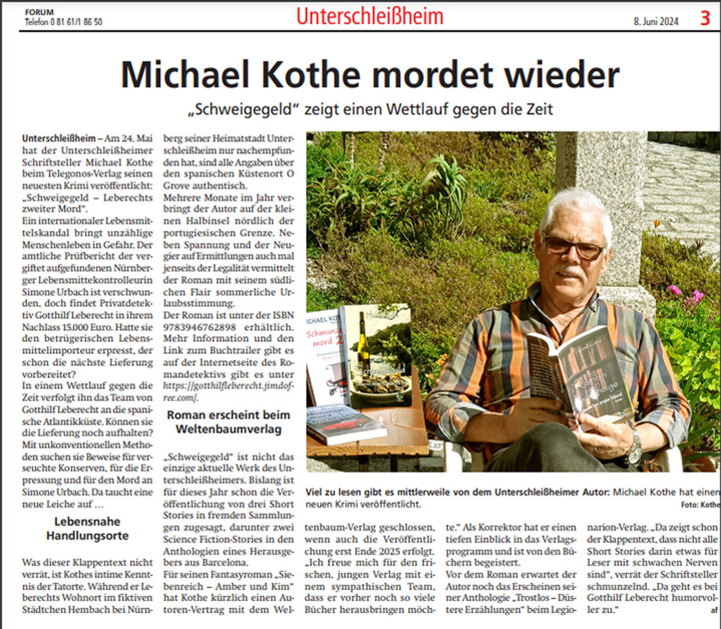 Zeitungsartikel über neue Werke von Michael Kothe, Autor aus Unterschleißheim