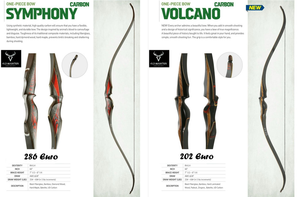 Old Mountain Recurve, Old Mountain Volkano, Old Mountain Symphony One Piece Recurvebogen