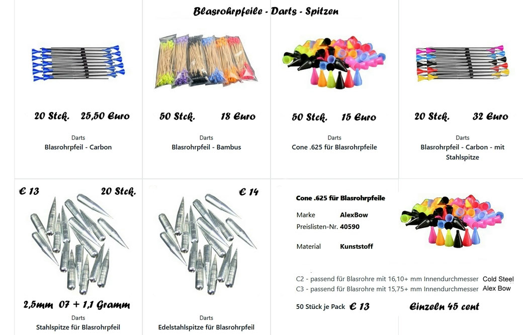 Blasrohr Darts, Blasrohr Zubehör