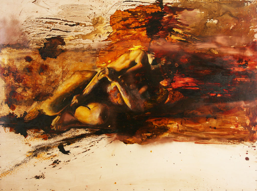                                                                                                   Flames-Darkness II (2007) tecnica mista su tela - mixed media on wood, cm (250 x 183)