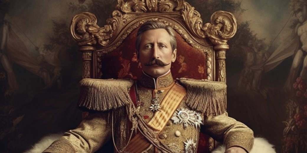 Kaiser Wilhelm II on a throne